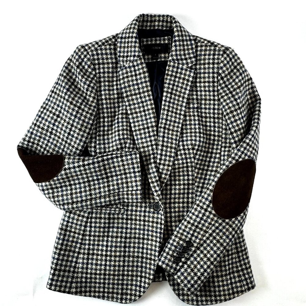 J.Crew Houndstooth Tweed Blazer Luxury Moon Fabric